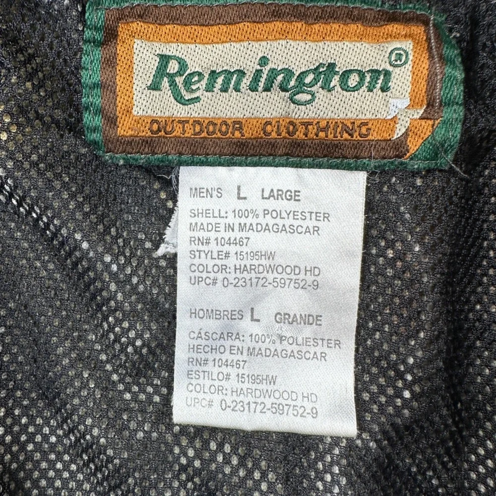 Vtg Remington Fleece Jacket Mens Large Hardwood HD Camo Full Zip Outdoor Hunting
